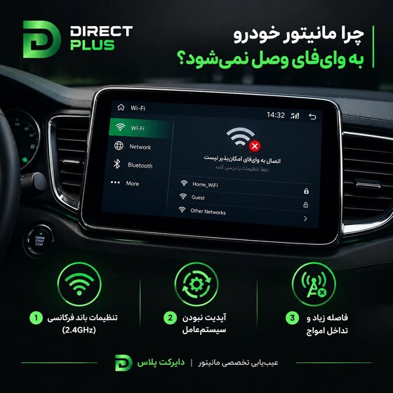 چرا مانیتور خودرو به اینترنت/وای‌فای وصل نمی‌شود؟